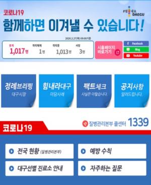 코로나19 정보, 대구시 공식채널에서 다 보여준다!